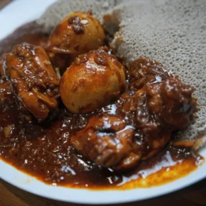 Ethiopian doro wat with injera flatbread