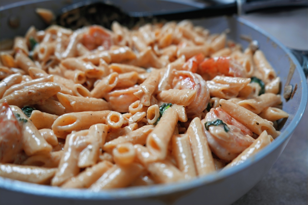 Shrimp Alfredo in Pan