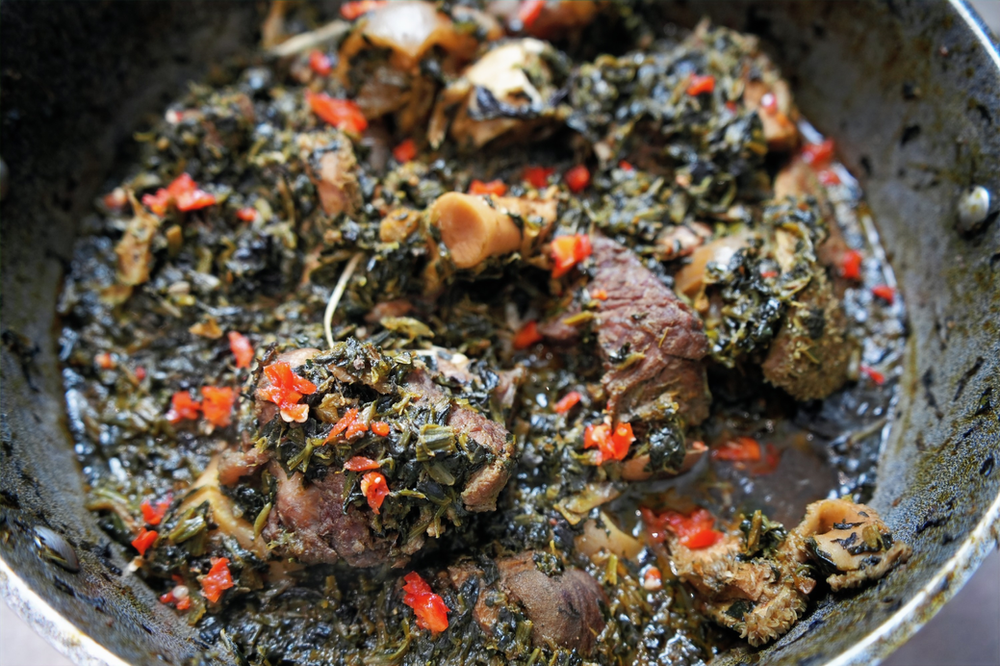 Collard green stew called Edikang Ikong