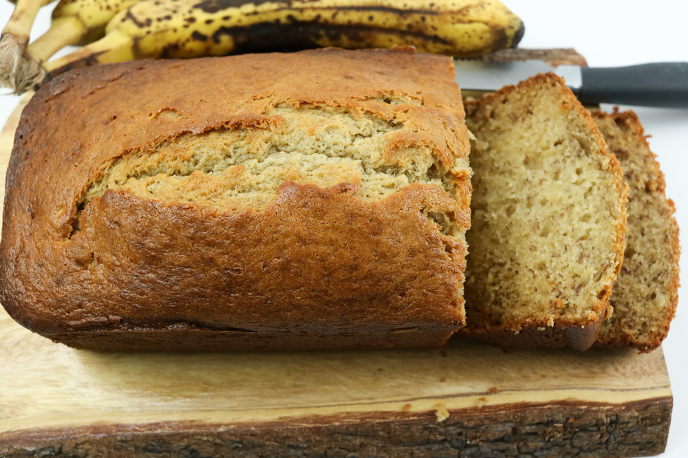 A loaf of soft banana bread