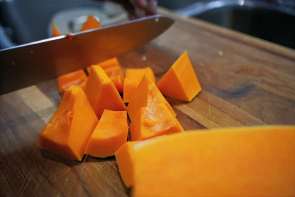 butternut squash cut up into cubes