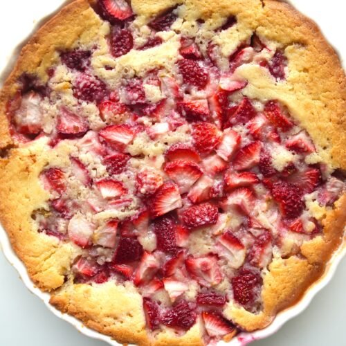 freshly baked strawberry cobbler