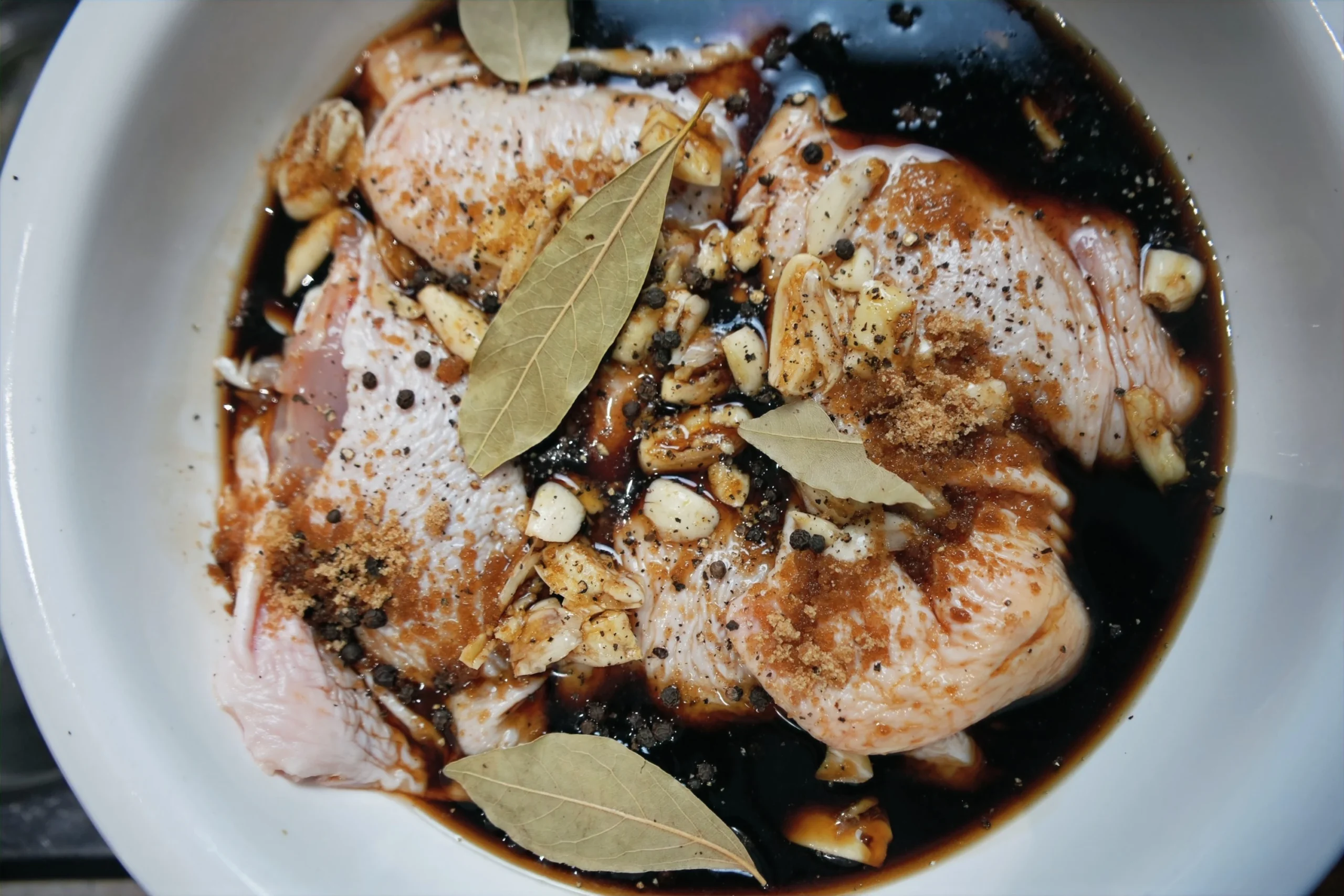 chicken immersed in adobo mix