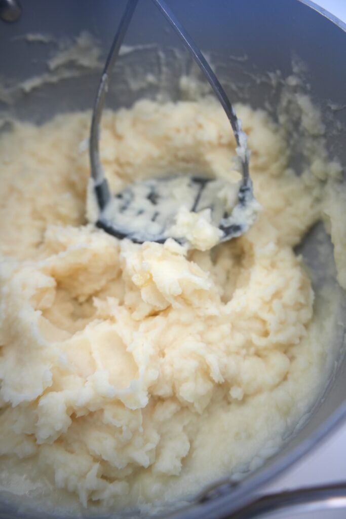 before and after mashing the poatoes