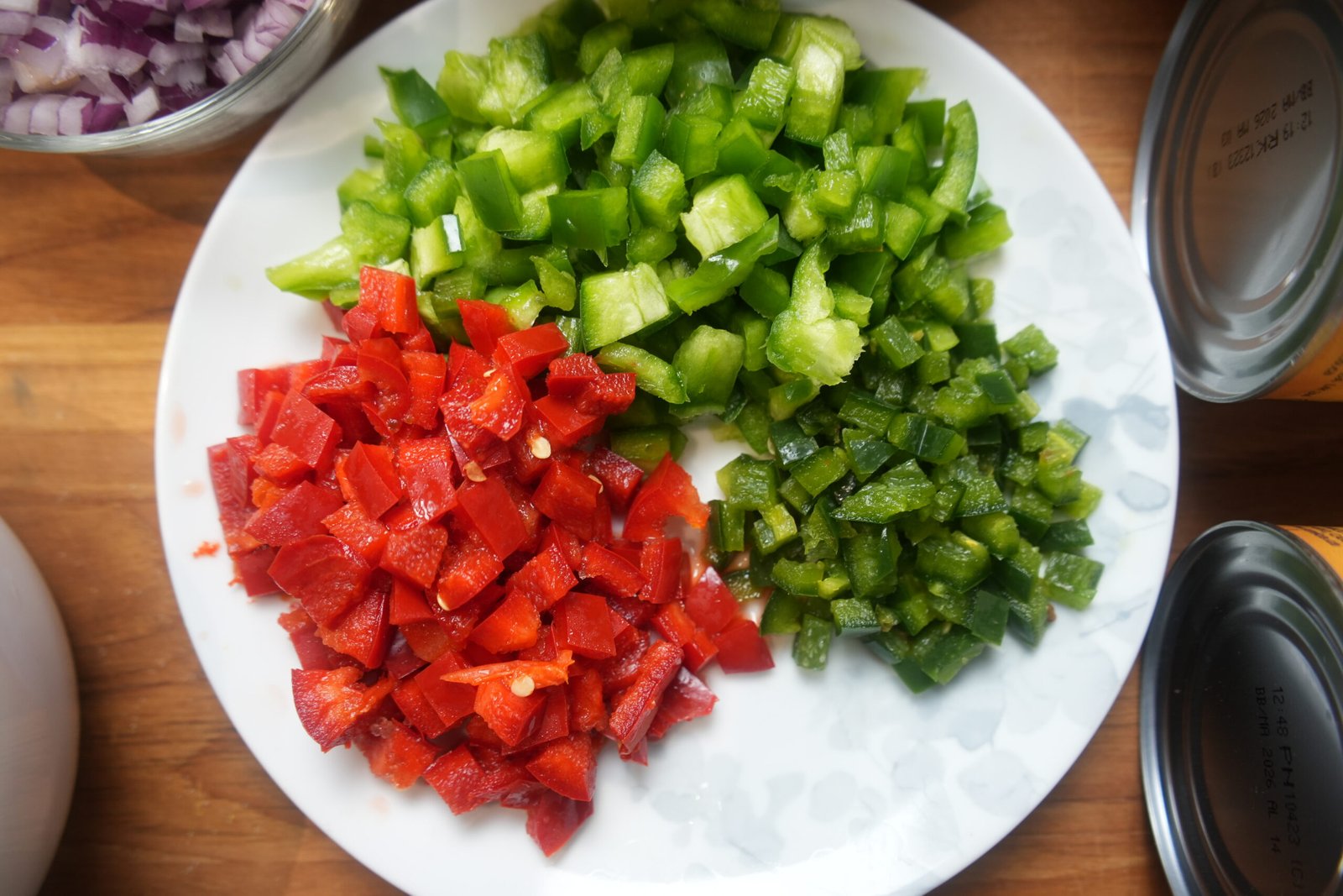 diced red bell pepper diced green bell peppers diced jalapeno