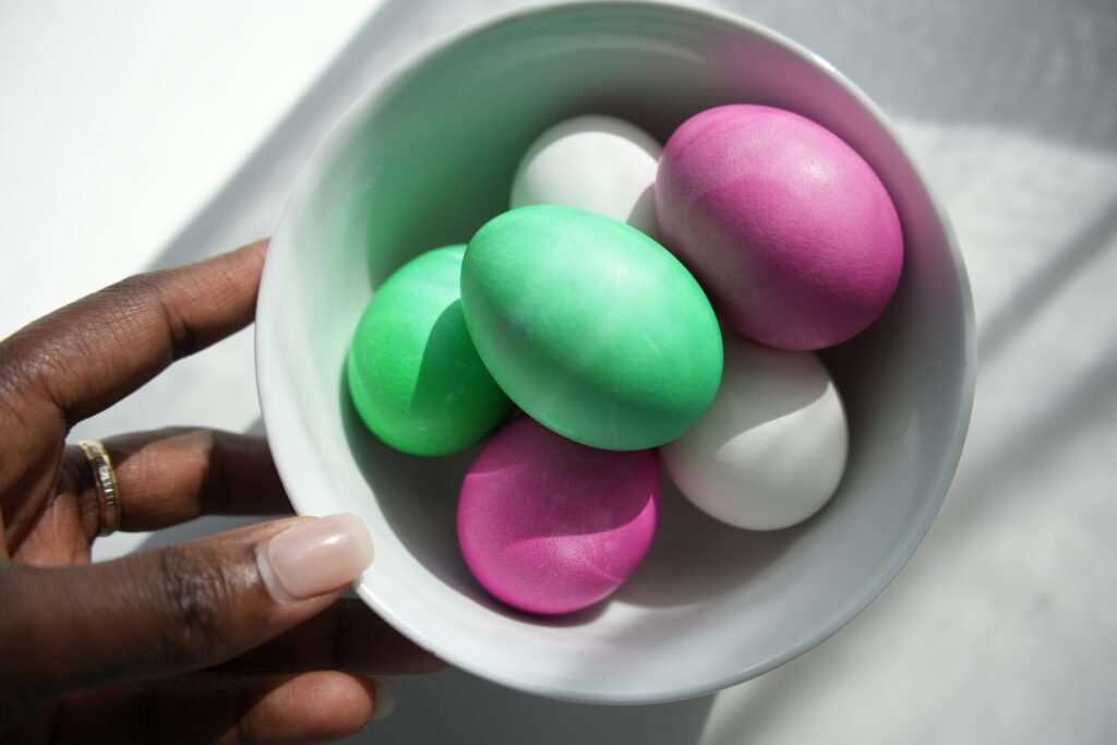 coloured or dyed eggs