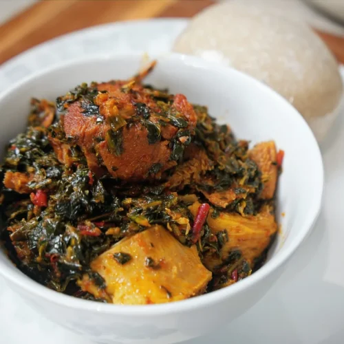 bowl of nigerian vegetable stew