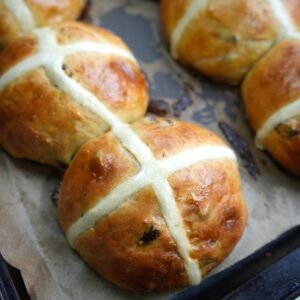 freshly baked hot cross buns