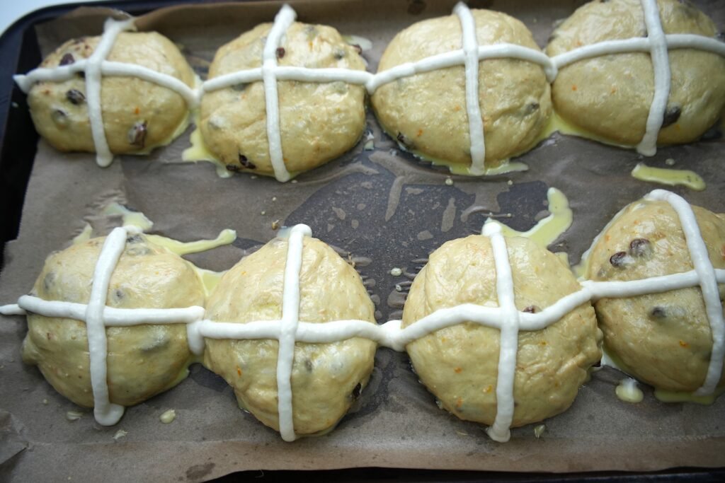 hot cross buns in the making