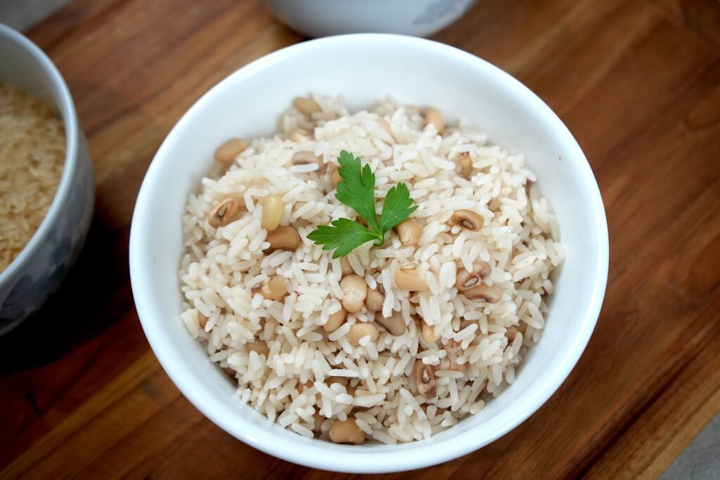 a bowl of nigerian rice and beans 