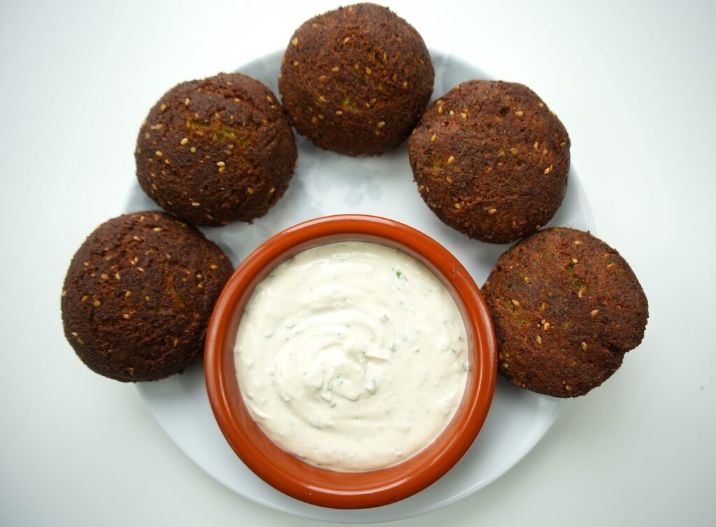 falafel served with homemade tahini sauce